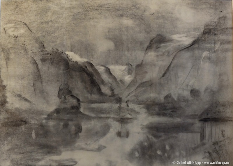 8437  Fjordparti fra Sogn  42x58cm  Pris etter avtale